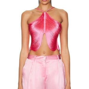 Cult Gaia Quella pink fringe top XS